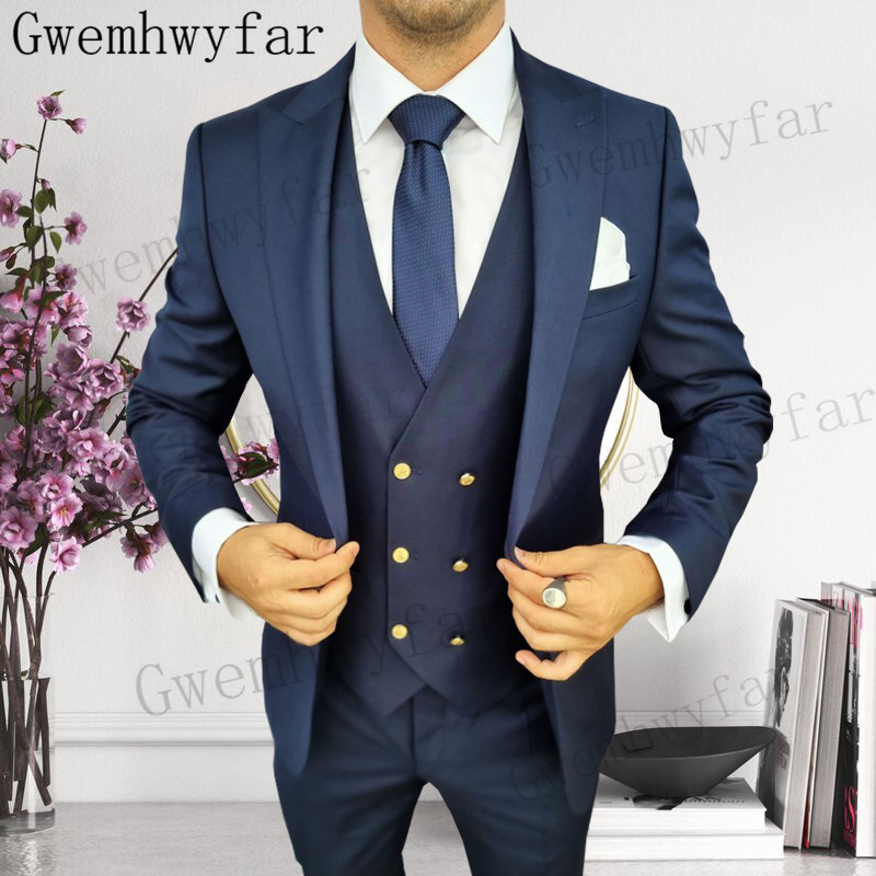 Men Formal Wear For Wedding - Gwenhwyfar Groomsmen Peaked Lapel Tuxedo Men