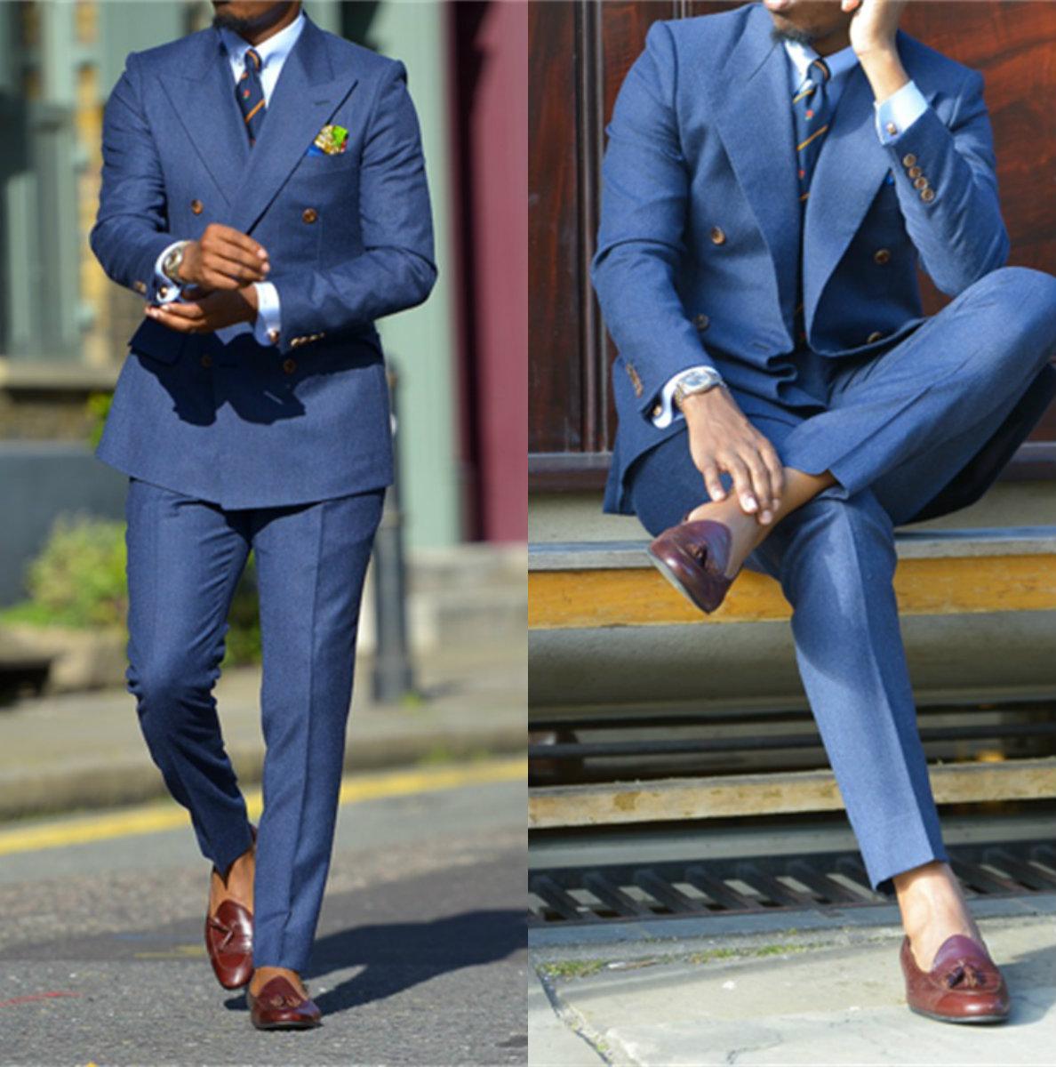Men Formal Wear For Wedding - Dark Blue Formal Mens Suits Two