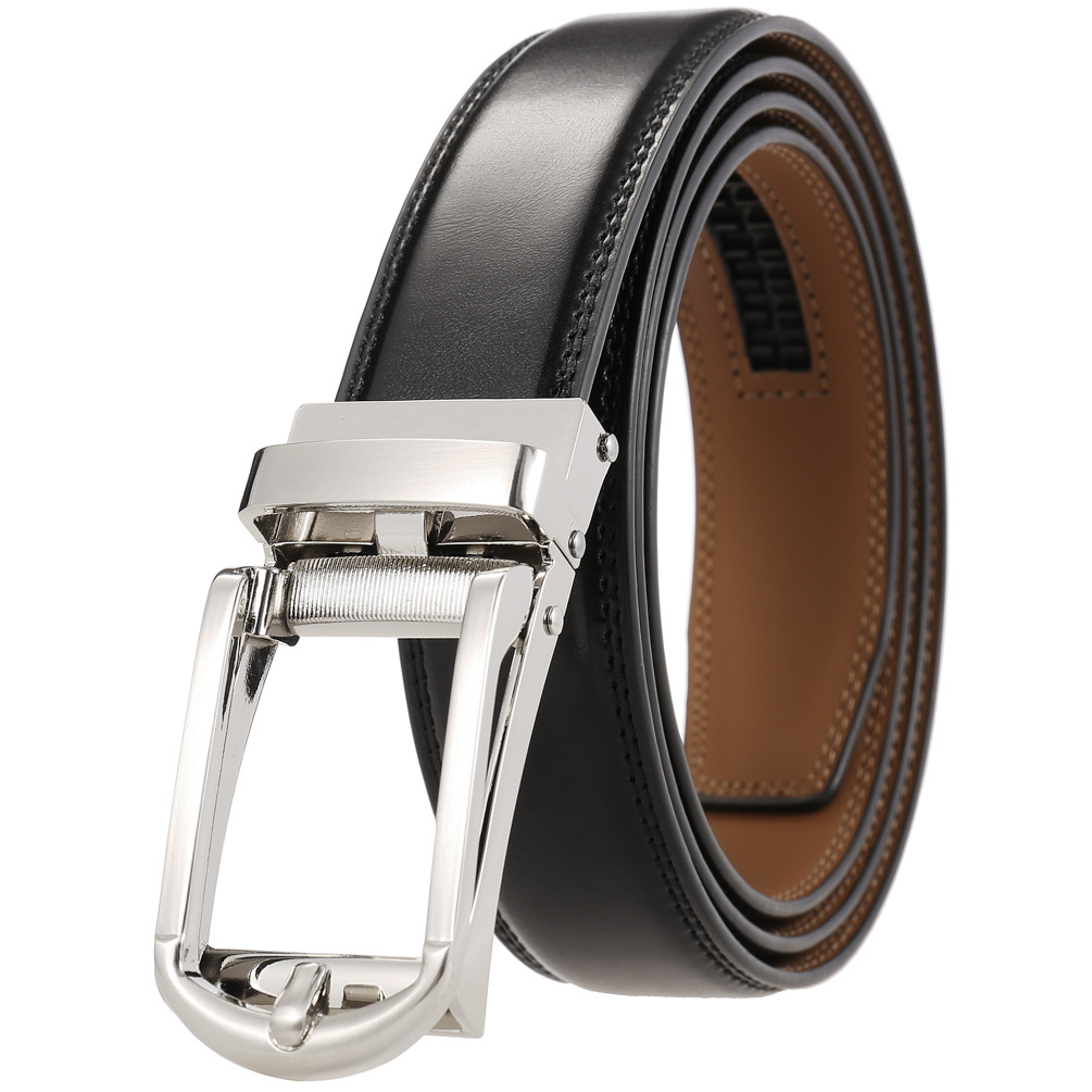 Formal Belt Leather Thin - 3-3.1cm Width Cowskin Leather Automatic Ratchet