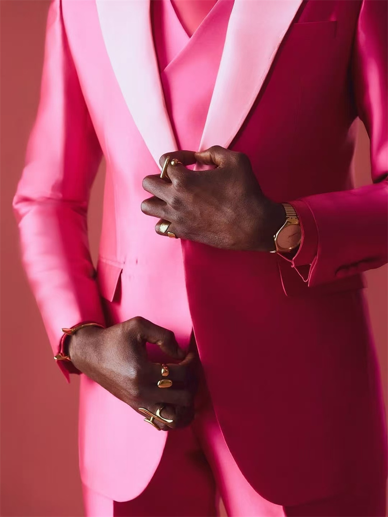 Pink Red Men Suit Set 2 Piece  - огляд і ціна Men Formal Wear Pink