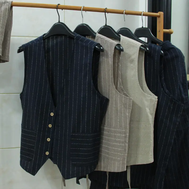 British Casual Linen Vest for  - огляд і ціна Men Formal Wear Summer