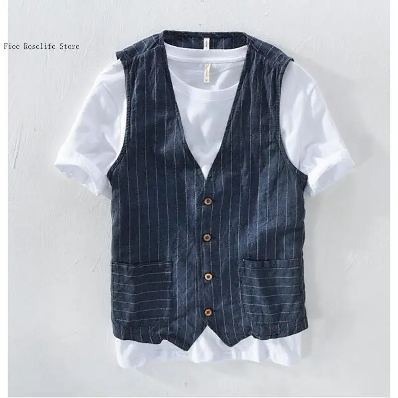 British Casual Linen Vest for  - огляд і ціна Men Formal Wear Summer