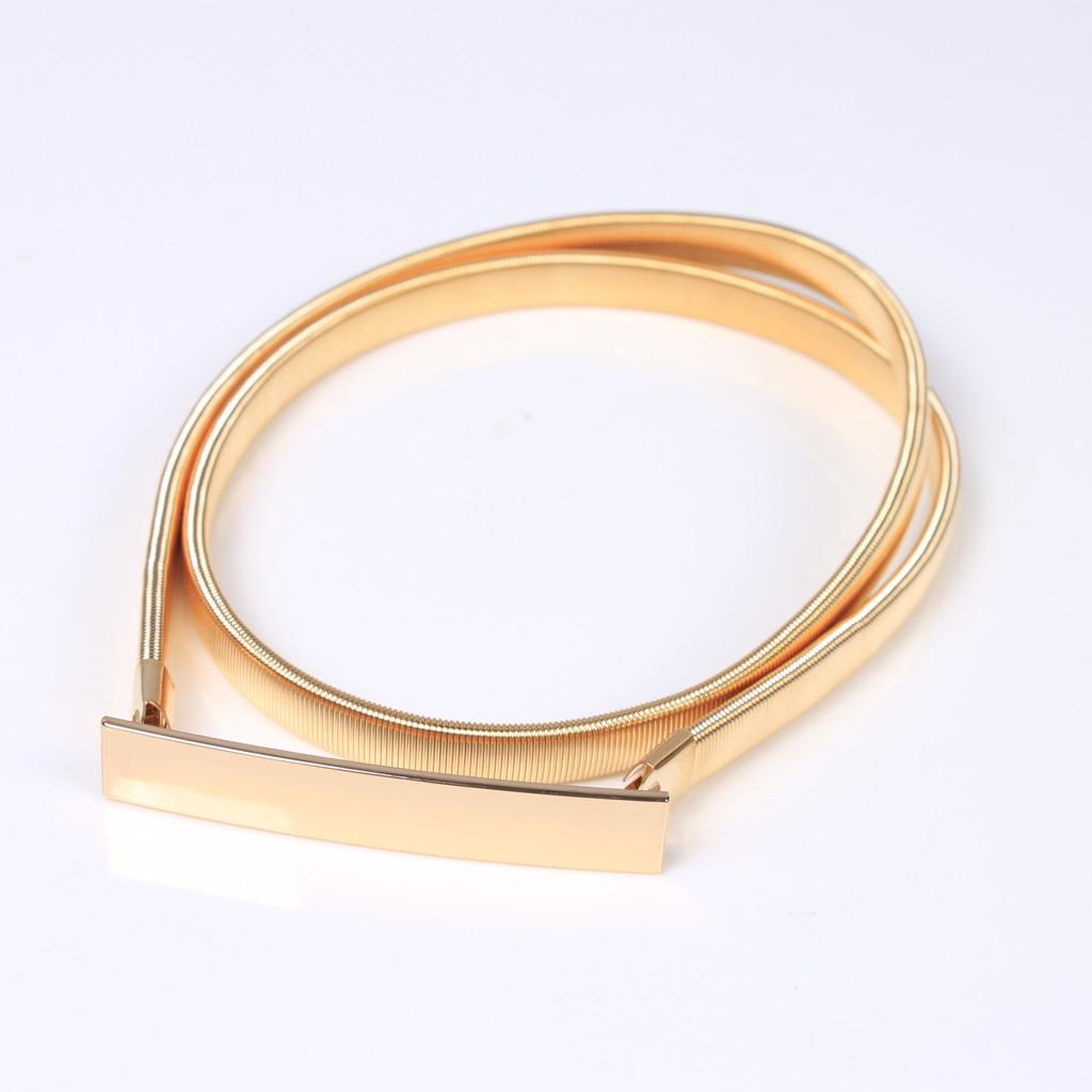 Skinny Elastic Waist Belt Gold - огляд і ціна Formal Belt Leather Thin