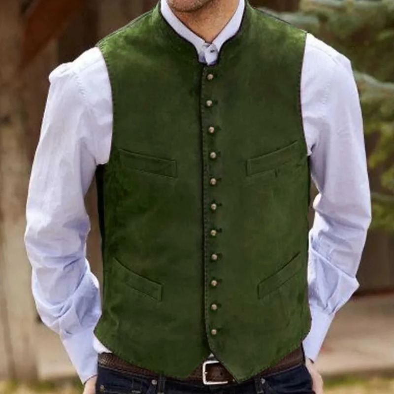 Men Vest Coffee Suede Velvet S - огляд і ціна Formal Vest Waistcoat