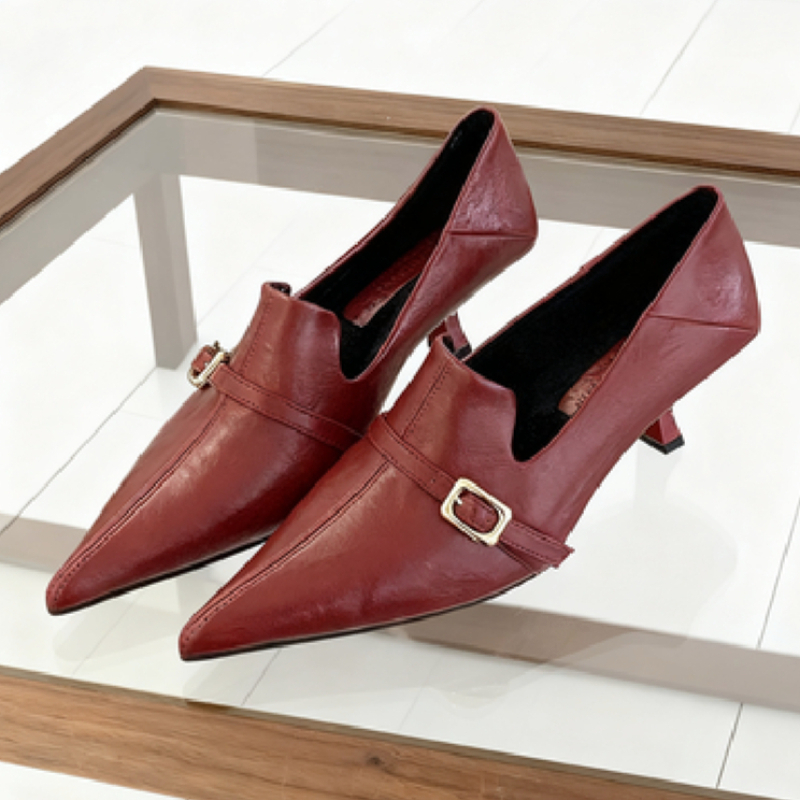 Elegant Kitten Heel Women Pump - огляд і ціна Formal Belt Leather Thin
