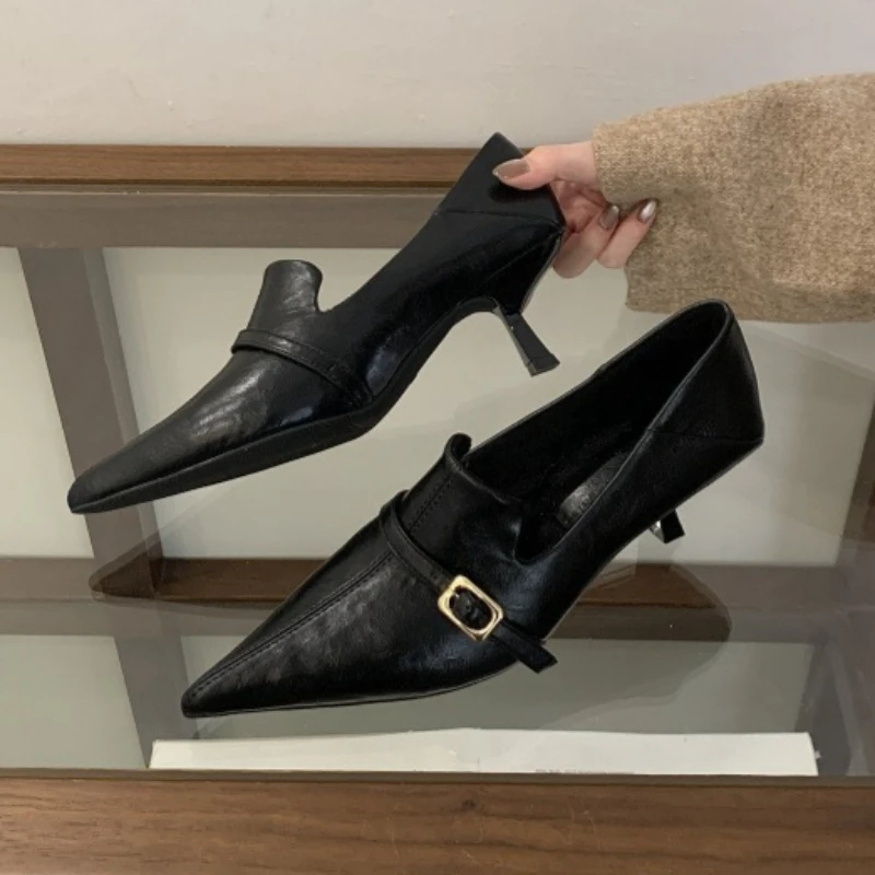 Elegant Kitten Heel Women Pump - огляд і ціна Formal Belt Leather Thin