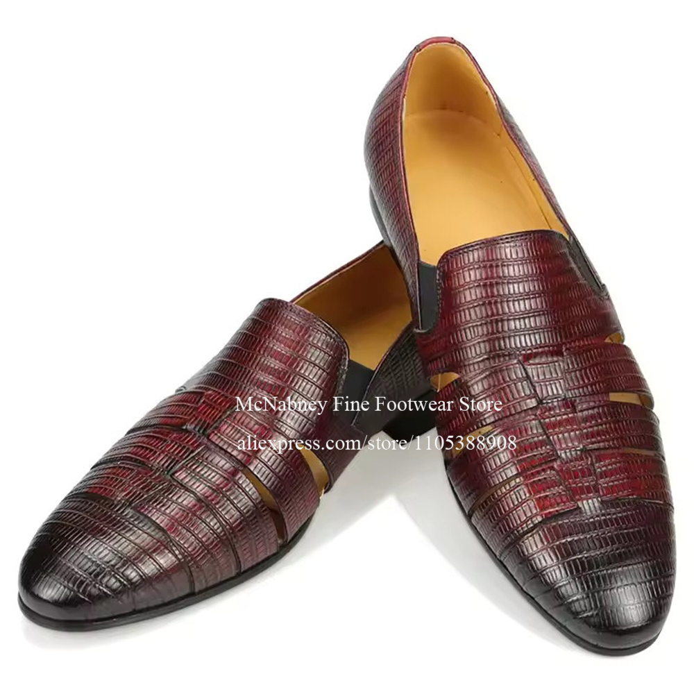 Breathable Cutout Burgundy Bla - огляд і ціна Men Formal Wear Summer