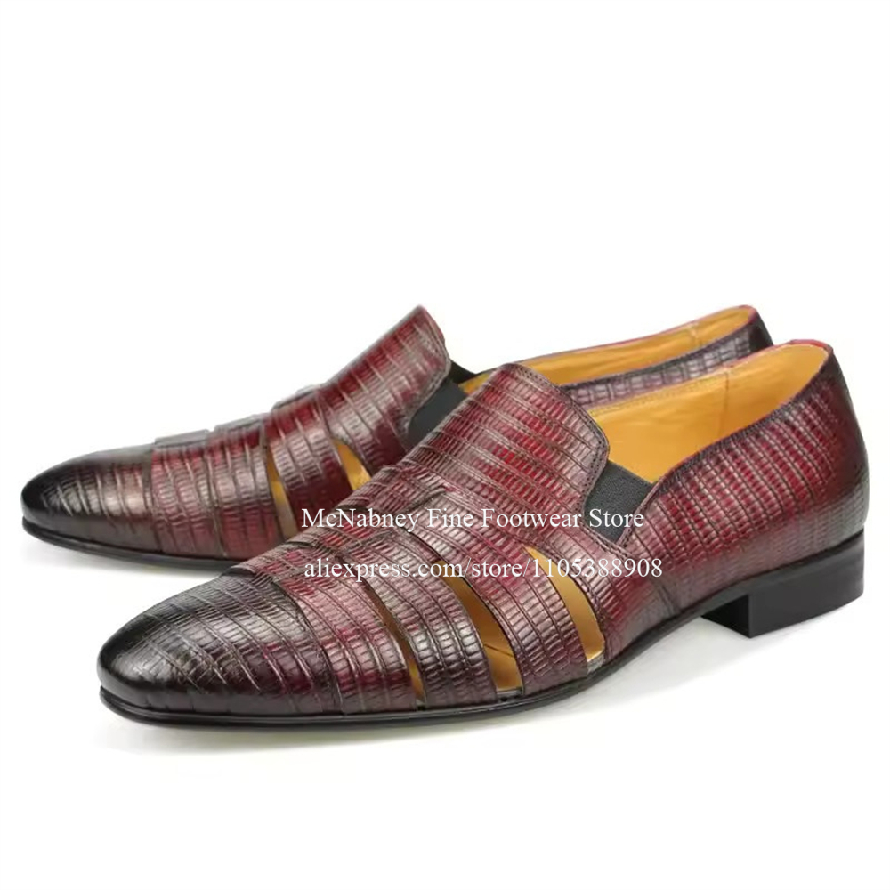 Breathable Cutout Burgundy Bla - огляд і ціна Men Formal Wear Summer