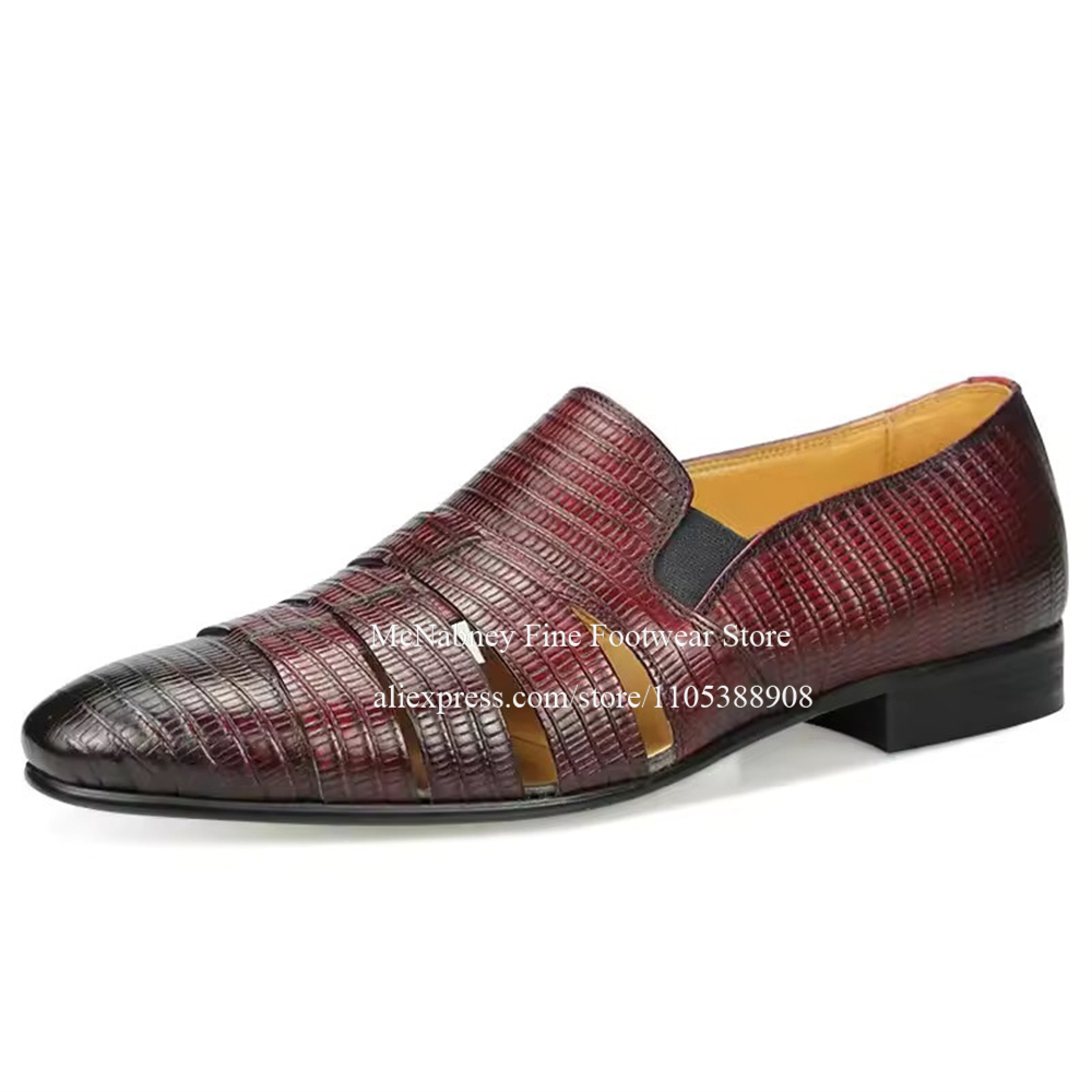 Breathable Cutout Burgundy Bla - огляд і ціна Men Formal Wear Summer