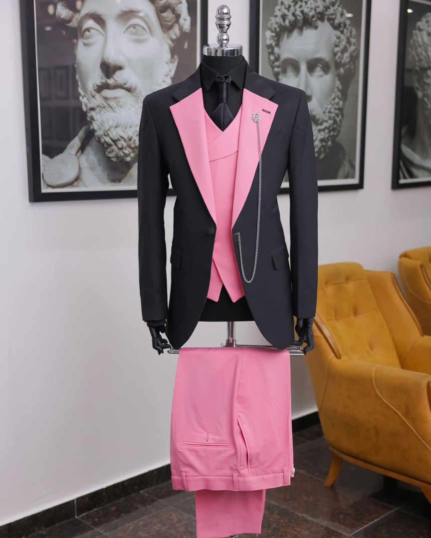 Luxury Black Pink Men Tuxedo S - огляд і ціна Men Formal Wear Pink