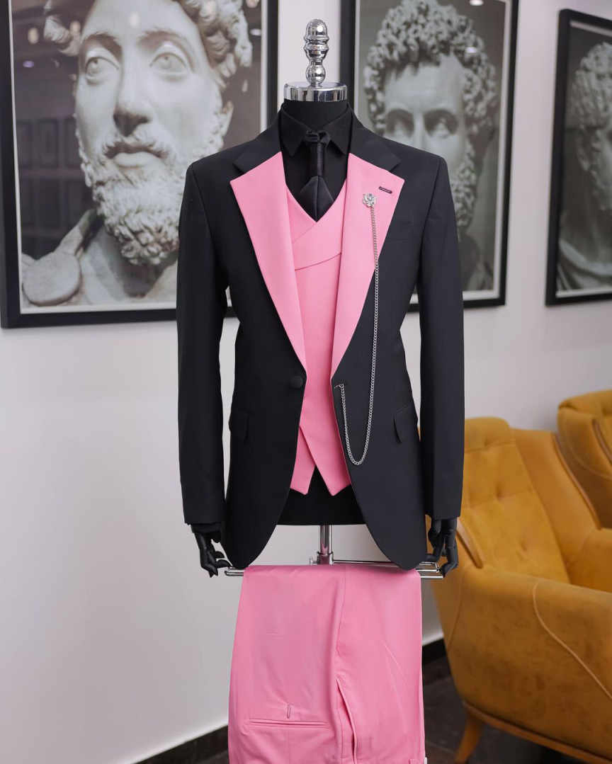 Luxury Black Pink Men Tuxedo S - огляд і ціна Men Formal Wear Pink
