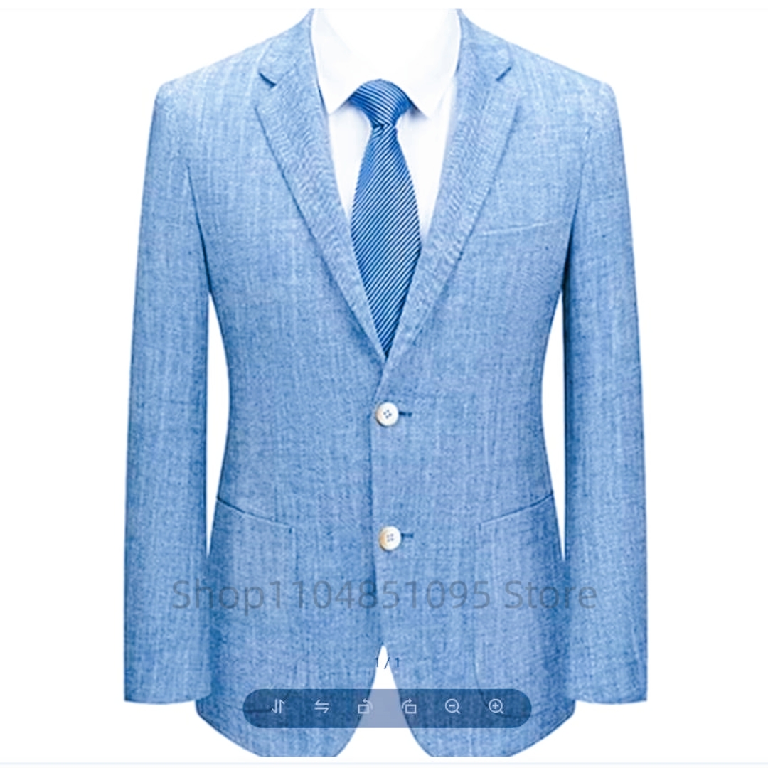 Men's Slim Fit Linen Suit Blaz - огляд і ціна Men Formal Wear Summer