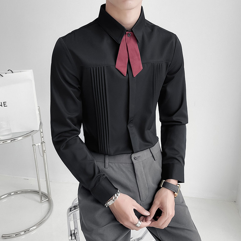 Luxury Men Wedding Party Shirt - огляд і ціна Korean Men Formal Wear