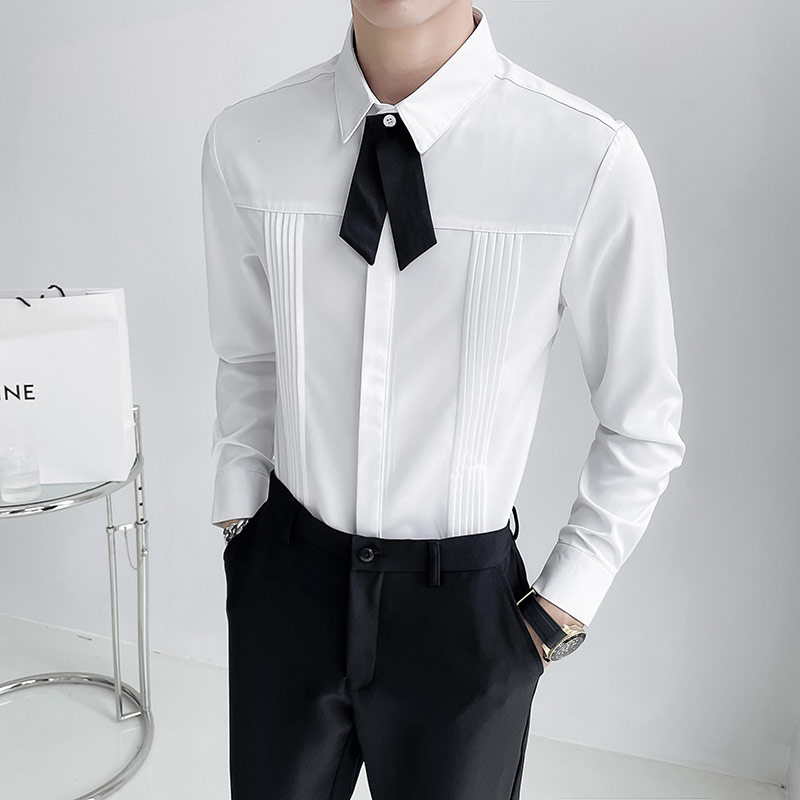 Luxury Men Wedding Party Shirt - огляд і ціна Korean Men Formal Wear
