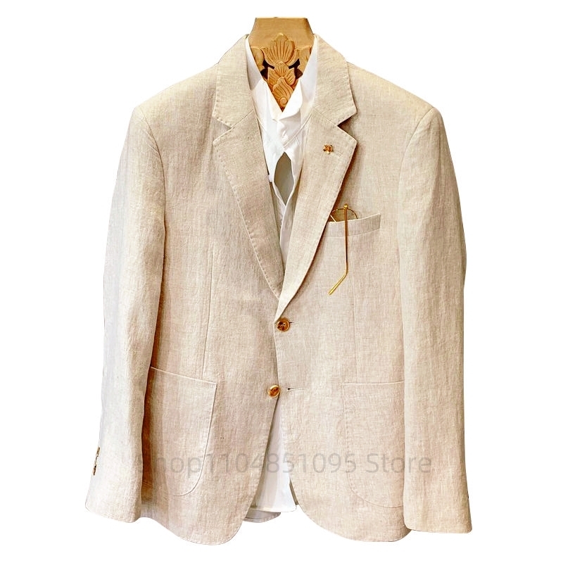 Beige Men Suit Linen Blazers J - огляд і ціна Men Formal Wear Design