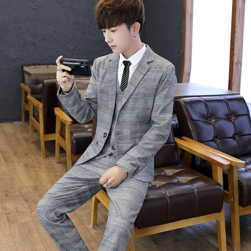 Slim Fit Tee Piece Suit Set fo - огляд і ціна Korean Men Formal Wear