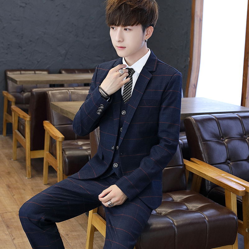 Slim Fit Tee Piece Suit Set fo - огляд і ціна Korean Men Formal Wear