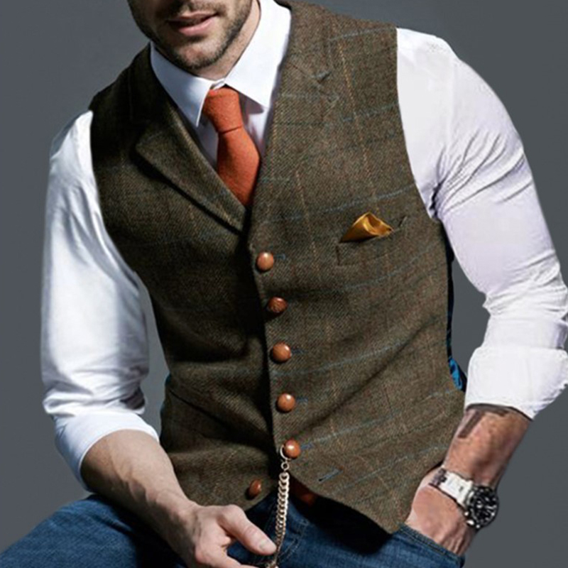 Fashion Men's Vests Lapel Twee - огляд і ціна Formal Vest Waistcoat