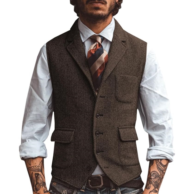 New V Neck Lapel Men's Suits V - огляд і ціна Formal Vest Waistcoat