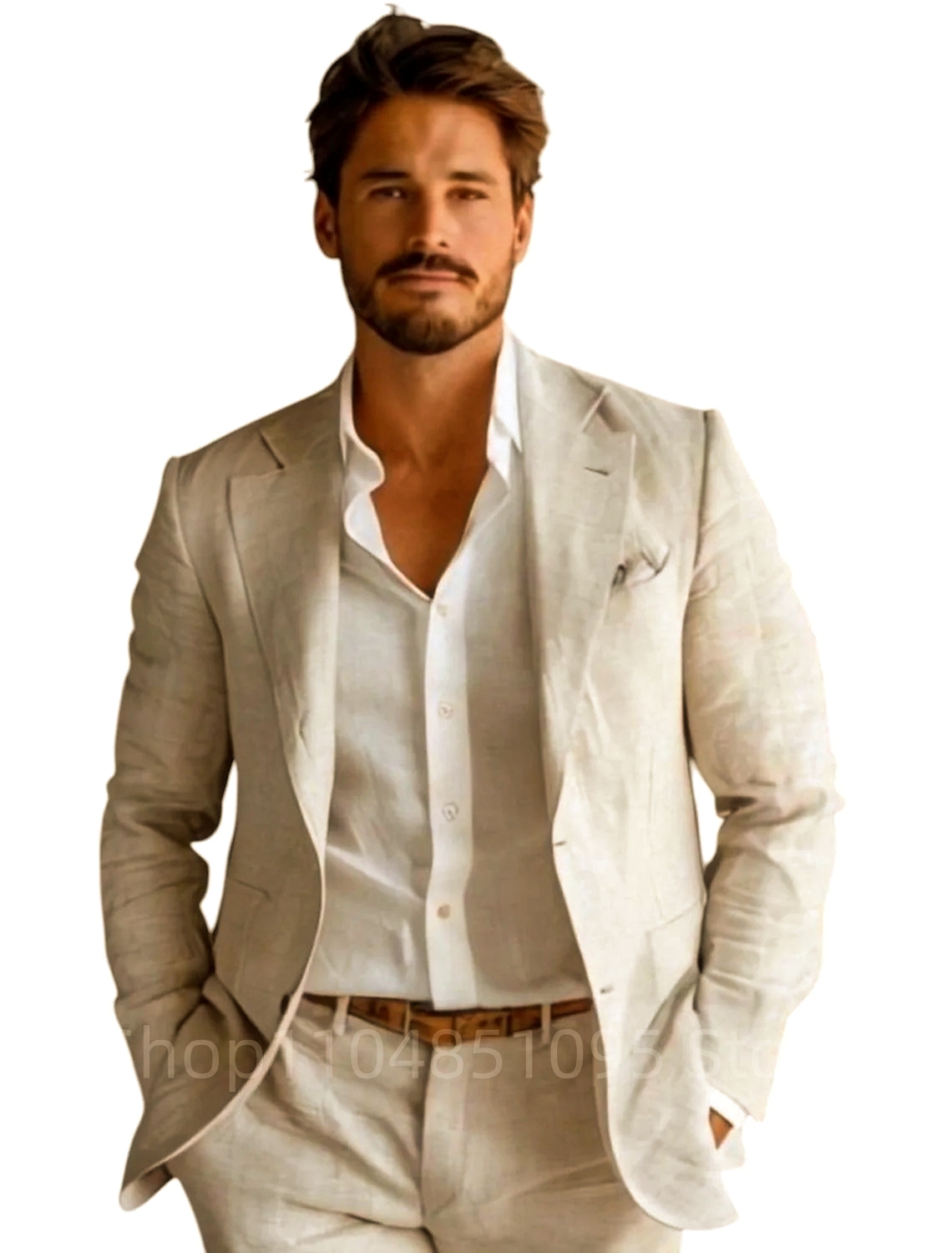 Blue Slim Fit Men's Linen Blaz - огляд і ціна Men Formal Wear Design