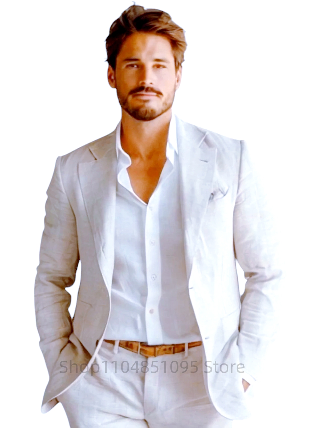 Blue Slim Fit Men's Linen Blaz - огляд і ціна Men Formal Wear Design