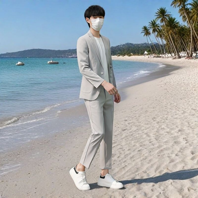 Men's Lightweight Summer Suit  - огляд і ціна Korean Men Formal Wear