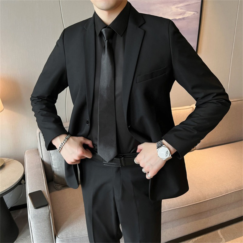 Men‘s 2 Piece Slim Fit Suit Se - огляд і ціна Korean Men Formal Wear