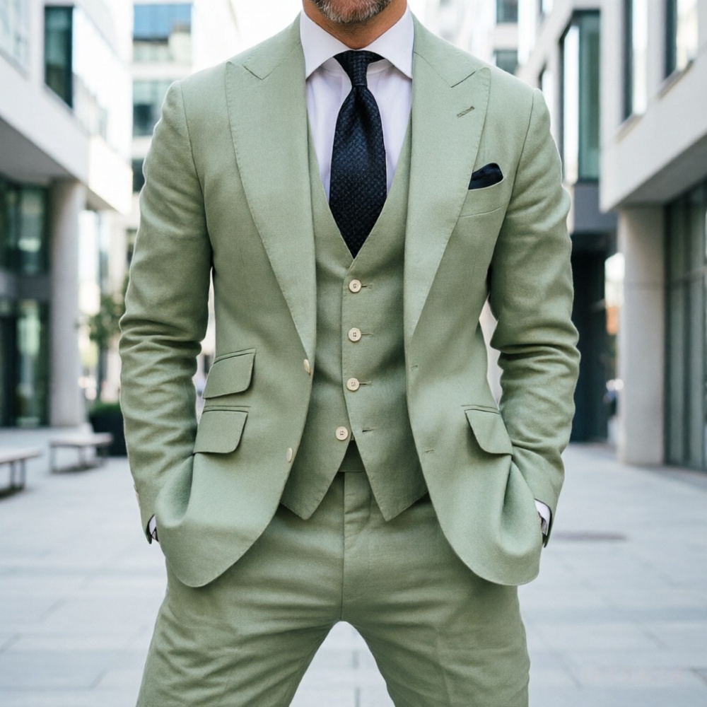 Sky Blue Linen Men Wedding Tux - огляд і ціна Men Formal Wear Summer