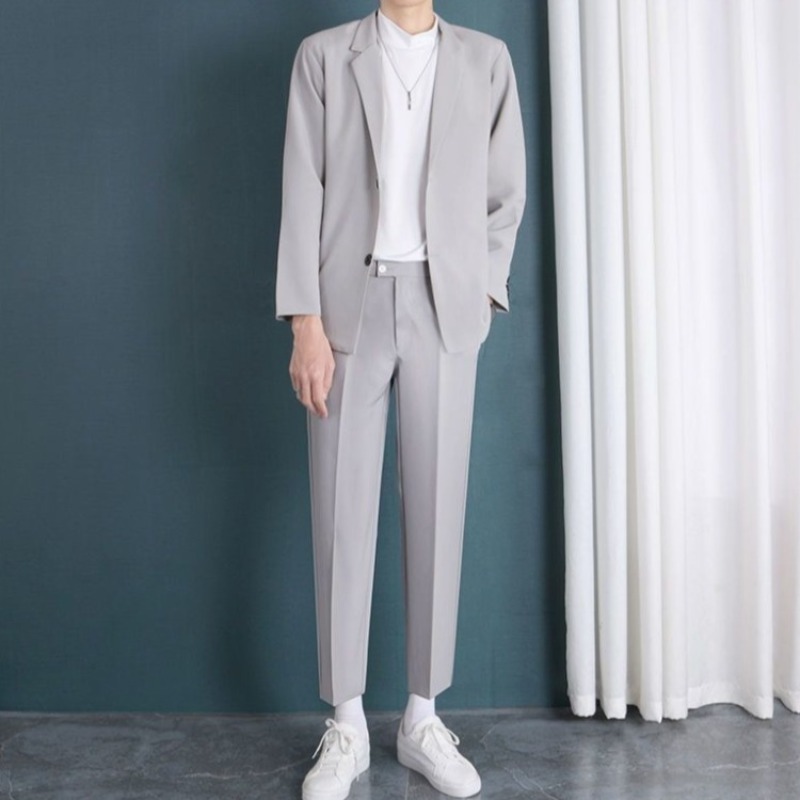Men's Apricot Tow Piece Suit S - огляд і ціна Korean Men Formal Wear