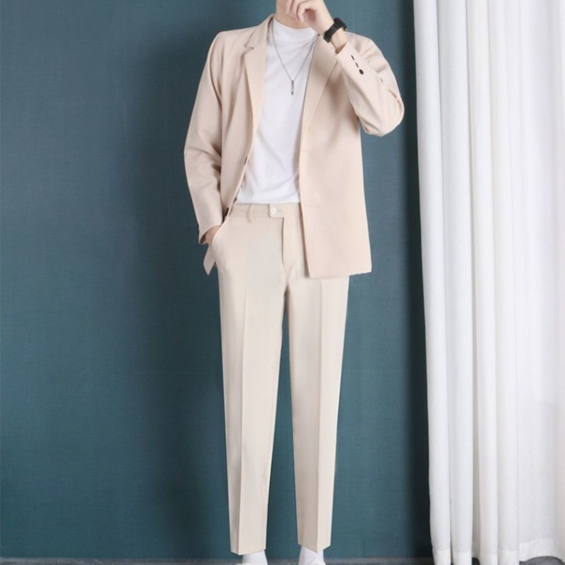 Men's Apricot Tow Piece Suit S - огляд і ціна Korean Men Formal Wear