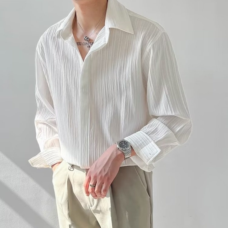 Black Apricot White Long-sleev - огляд і ціна Korean Men Formal Wear