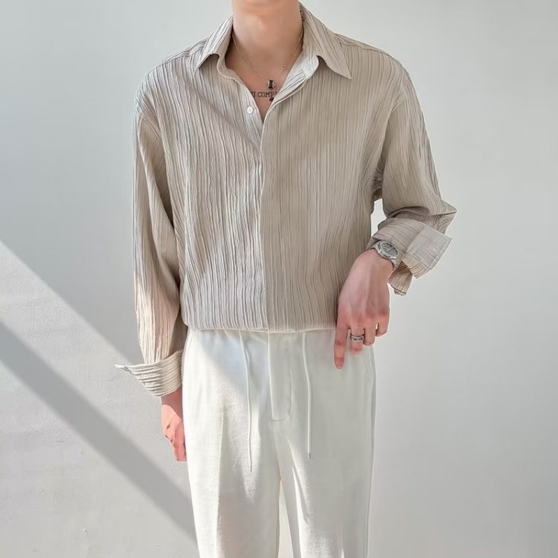 Black Apricot White Long-sleev - огляд і ціна Korean Men Formal Wear